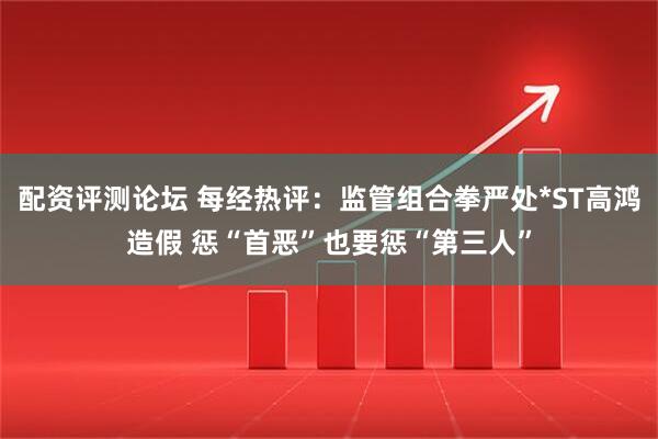 配资评测论坛 每经热评：监管组合拳严处*ST高鸿造假 惩“首恶”也要惩“第三人”